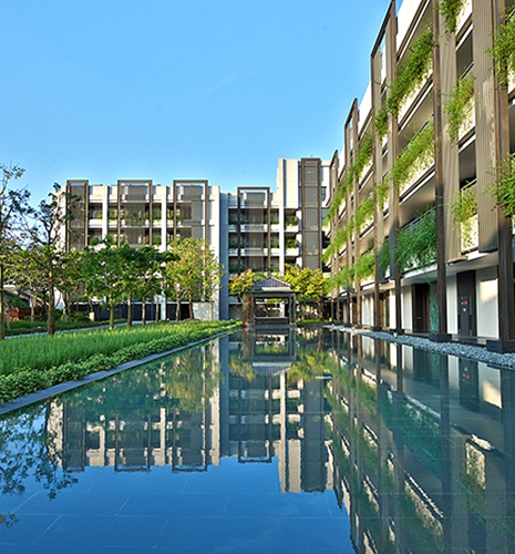 镜面池与绿建筑